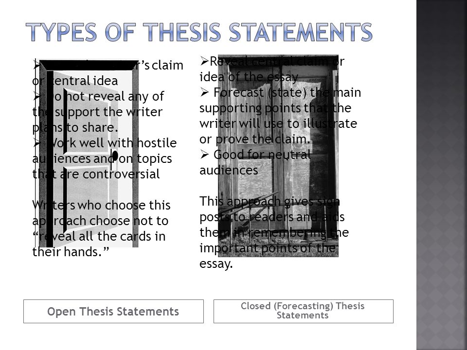 Four types of essay: expository, persuasive, analytical, argumentative